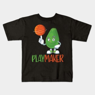 Funny Cute Avocado Basketball Playmaker Kids T-Shirt